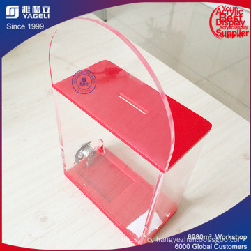 Durable Cheap Acrylic Donation Box with Brochure Holder